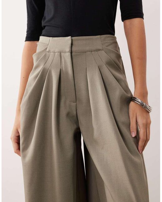 ARRANGE Brown Draped Tailored Wide Leg Trouser