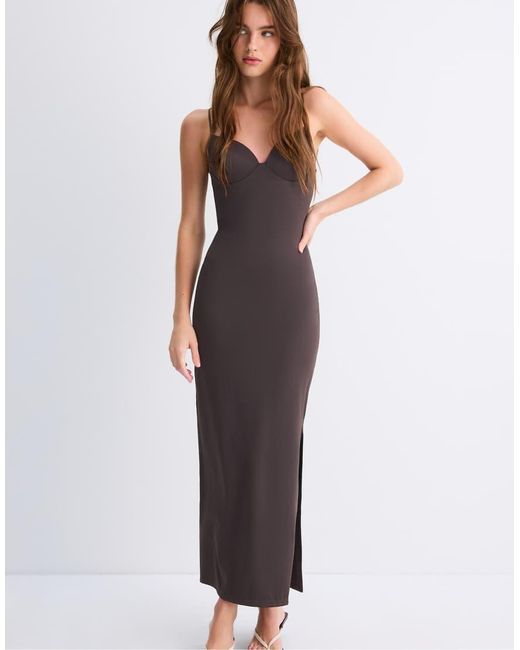 Stradivarius Purple Shapewear Fitted Dress