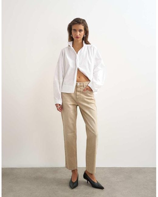 TOPSHOP White Orson Comfort Stretch Straight Leg Ankle Grazer Jean