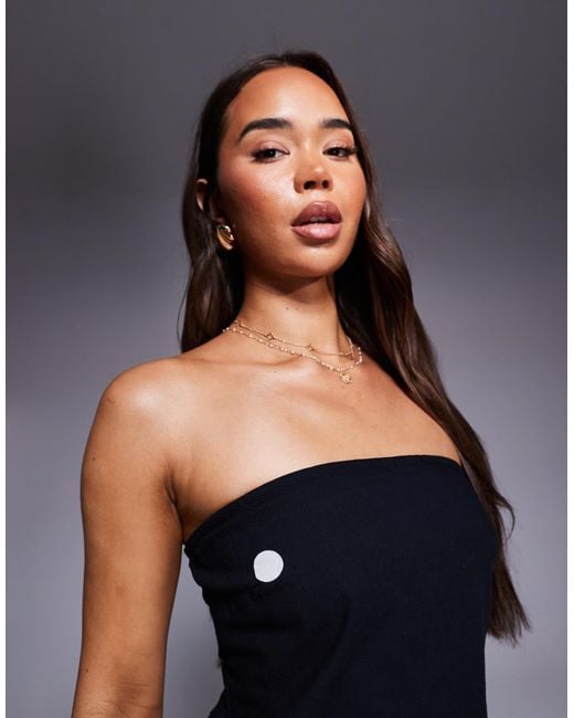 River Island Black Printed Polka Dot Bandeau Top