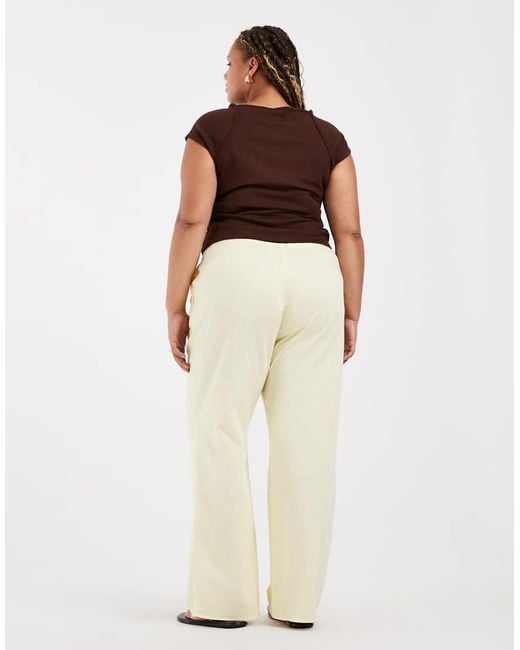 ASOS Natural Asos Design Curve Satin Wide Leg Pull On Pants
