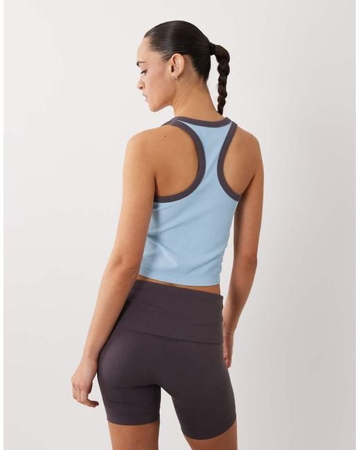 4505 Blue Seamless Lightweight Rib Racer Singlet With Contrast Binding