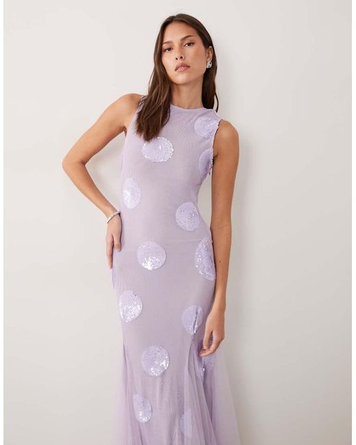 ASOS Pink Embellished Sequin Spot Maxi Dress