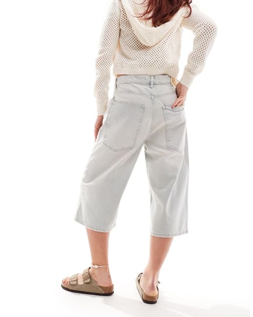 Short en jean oversize - clair délavé Pull&Bear en coloris White