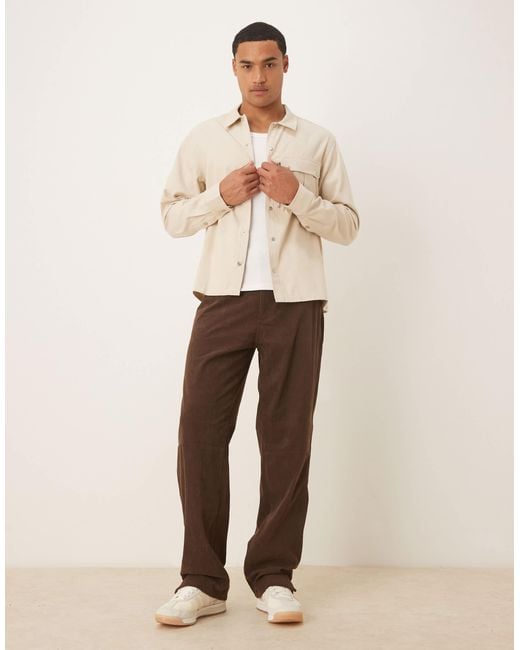 ASOS Natural Canvas Overshirt With Utility Pocket for men
