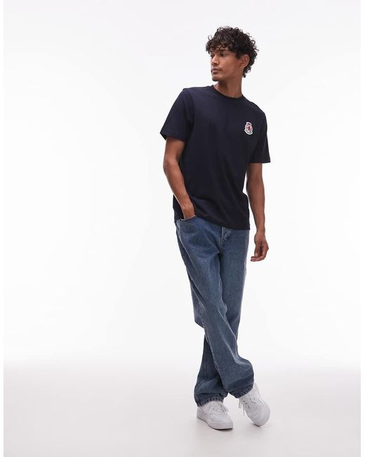 Camiseta Negra Con Logo De Escudo De Tommy Hilfiger de hombre de color Blue