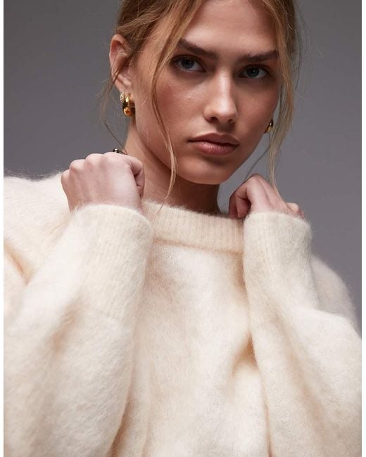 & Other Stories Gray Wool And Mohair Mix Jumper With Volume Sleeves
