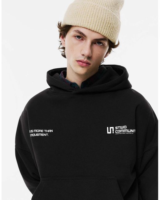 Pull&Bear – stwd – kapuzenpullover in Black für Herren