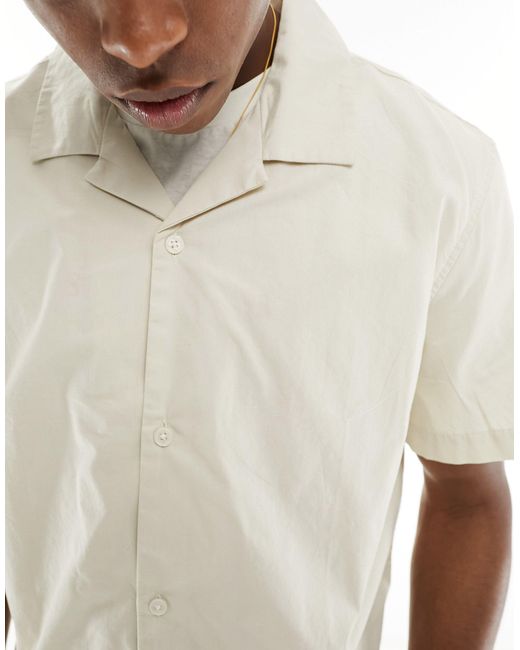 Weekday White Charlie Boxy Fit Short Sleeve Shirt for men