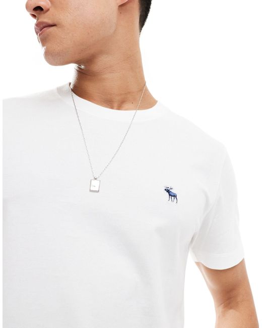 T-shirt bianca con logo di Abercrombie & Fitch in White da Uomo