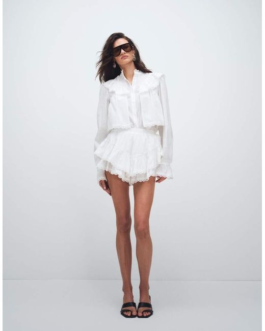 Noughts & Kisses White Cotton Broderie Trim Ruffle Skort Co-ord