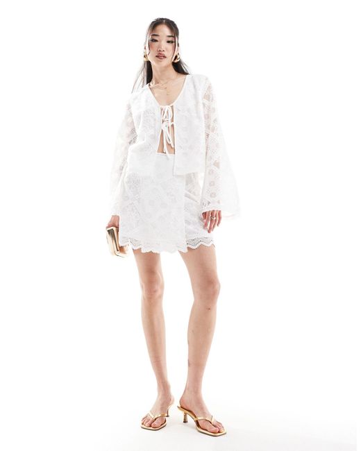 Y.A.S White Lace Tie Side Mini Skirt Co-ord