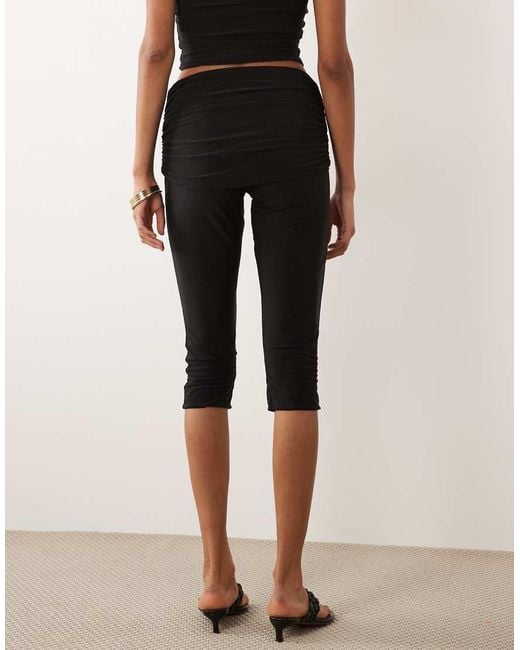Missy Empire Natural Double Sculpted Slinky Fold Over Detail Capri Trousers Co-ord