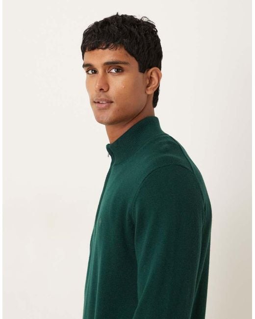 Abercrombie & Fitch Green Long Sleeve Chest Logo Quarter Zip Jumper for men