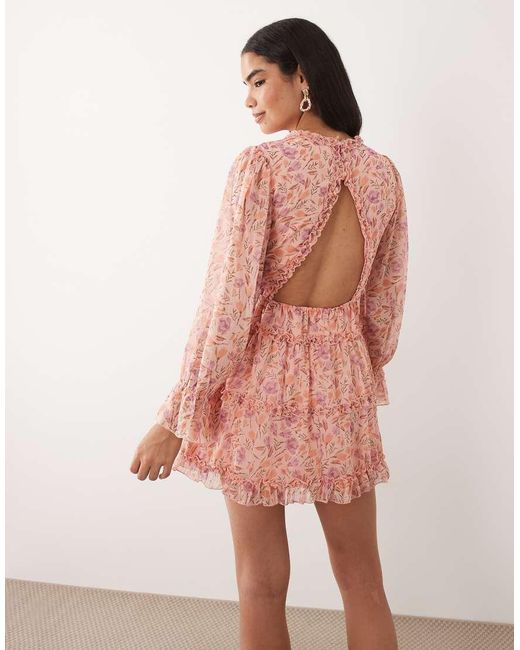 Vila Pink Tiered Frill Trim Mini Dress