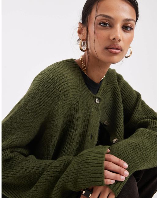 ASOS Green Knitted Raglan Cardigan