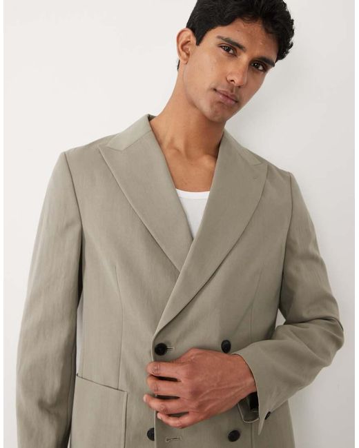 ASOS Natural Double Breasted Regular Suit Blazer for men