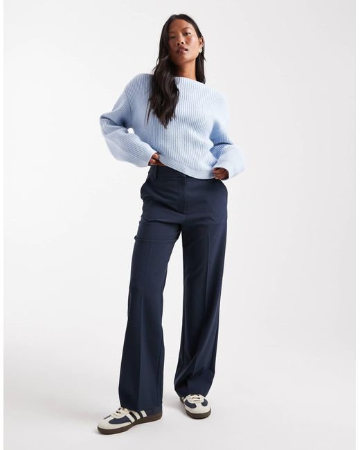 ASOS Blue Petite Tailored Slim Straight Trousers