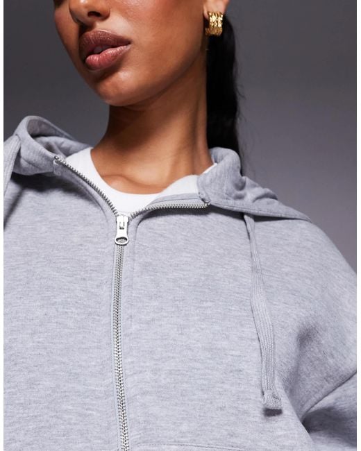 ASOS Gray Co-ord Zip Through Hoodie With Balloon Sleeve