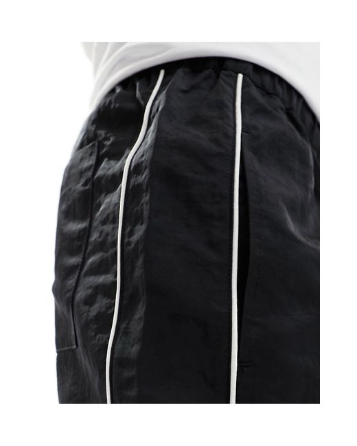 ASOS Black Slim Nylon Shorts With Piping Detail for men