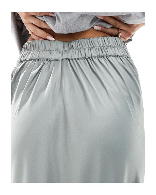 Vero Moda Gray Satin Ankle Length Skirt