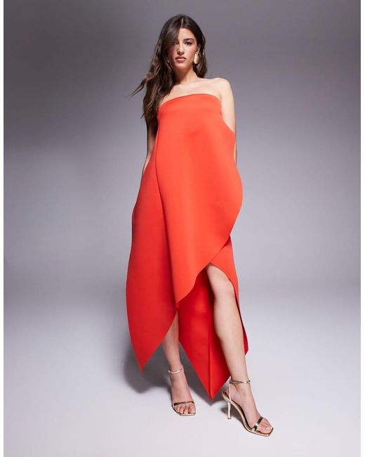 ASOS Minimale Midi Jurk Met Overslag Rondom in het Red