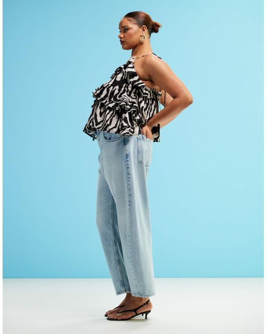 ASOS Blue Asos Design Curve Barrel Leg Jeans