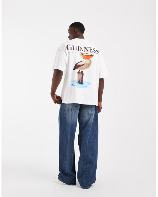 ASOS White Oversized Tee With Guinness Print for men