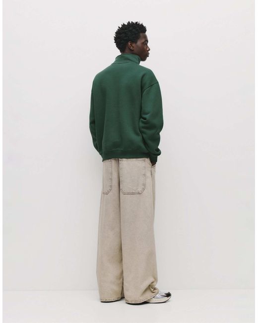 Pull&Bear – basic-sweatshirt in Green für Herren
