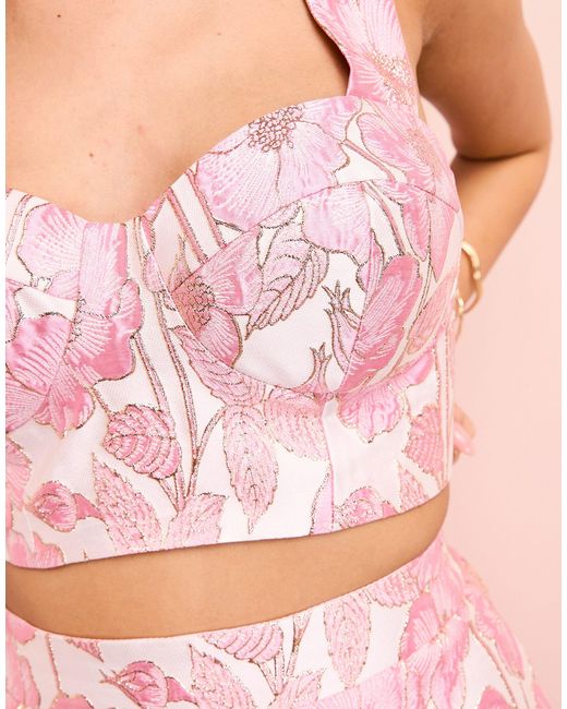 Top estilo bralette con diseño floral ASOS de color Pink