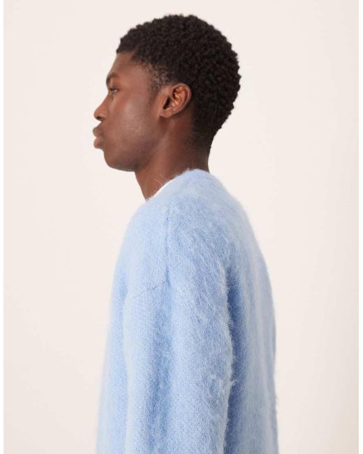 Calvin Klein Blue Brushed Alpaca Logo Jumper for men
