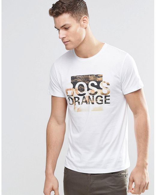 BOSS Orange By Hugo Boss T-shirt With Logo Print In White for men
