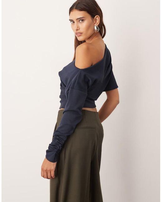 ARRANGE Blue Off Shoulder Drape Top