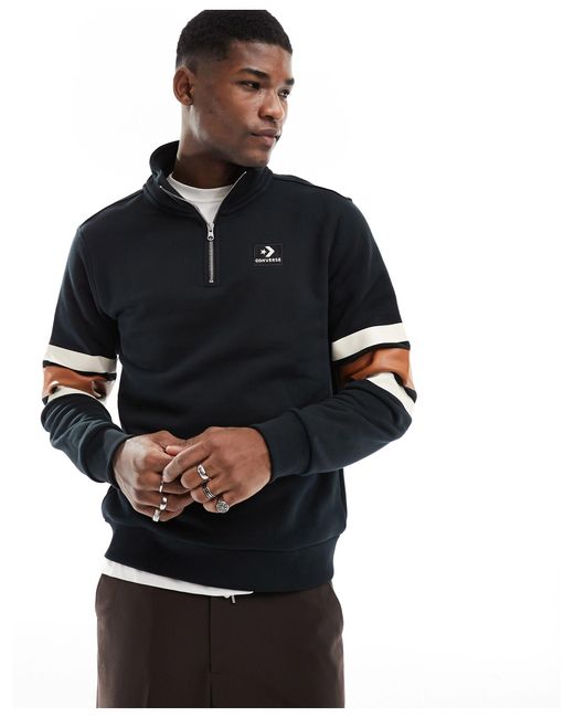 Pull à col zippé et à chevrons Converse pour homme en coloris Black