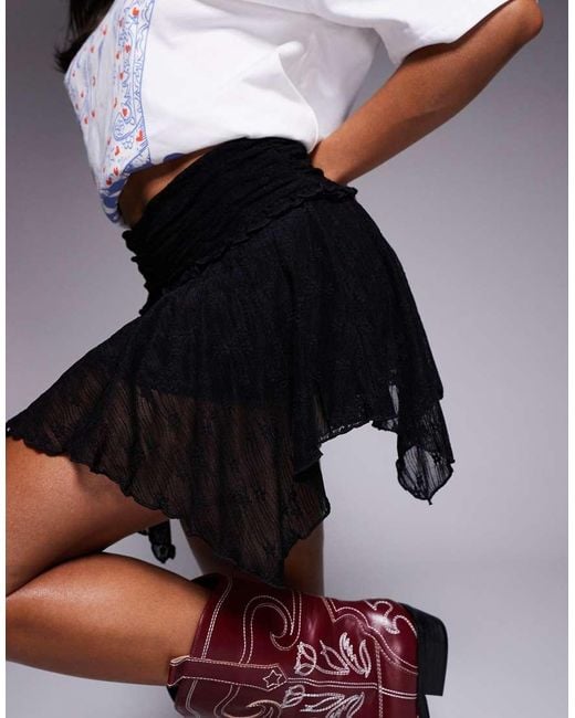Princess Polly Black Ayra Lace Asymmetric Hem Fairy Mini Skirt