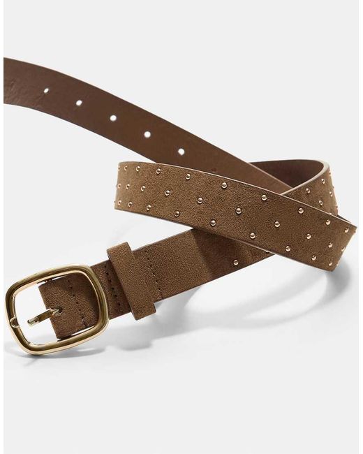 Stradivarius Green Belt With Gold Studs