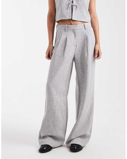 Vero Moda Gray Tailored Pleat Front Wide Leg Trouser Co-ord