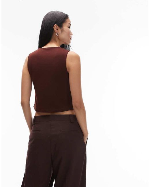 ASOS Red Jersey Twill Asymmetric Waistcoat Top