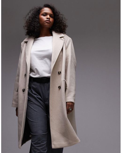 Mango Gray Curve Double Breasted Wool Coat