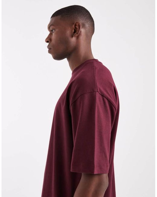 Camiseta Burdeos Extragrande De Tejido Grueso De -Rojo ASOS de hombre de color Red