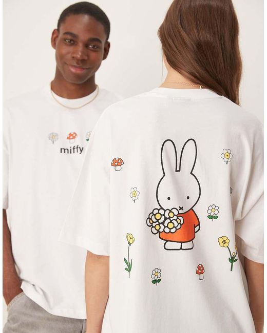 T-Shirt Oversize Bianca Con Stampe Di Miffy di ASOS in White