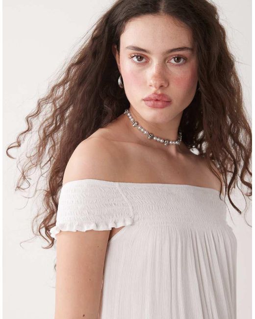 Motel Pink Panasi Off-shoulder Mini Smock Dress