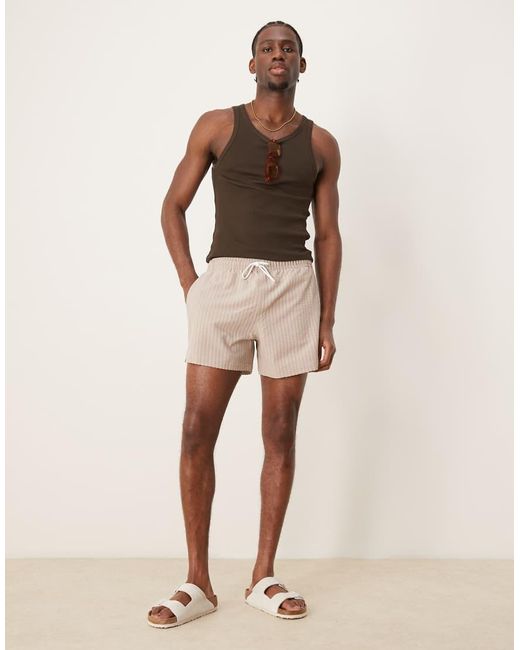 Abercrombie & Fitch Natural 5 Inch Drawstring Swimming Trunks for men