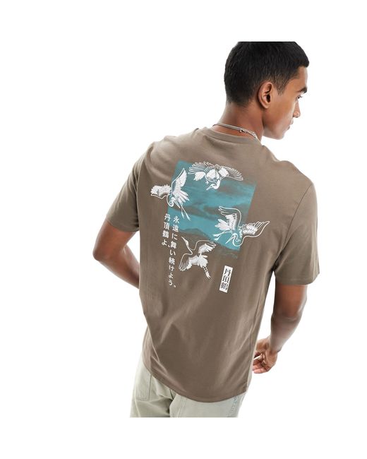 Camiseta extragrande con estampado estilo souvenir en la espalda ASOS de hombre de color Brown