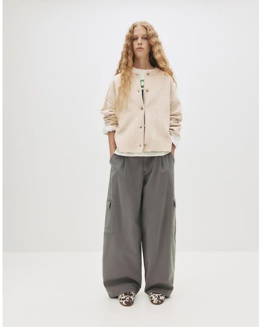 Pull&Bear Natural Cardigan With Raglan Sleeves And Buttons