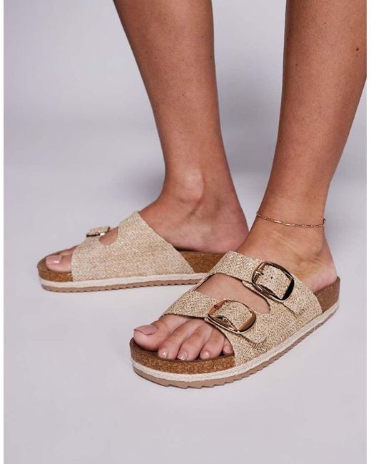 South Beach Natural Double Buckle Espadrille Sandals