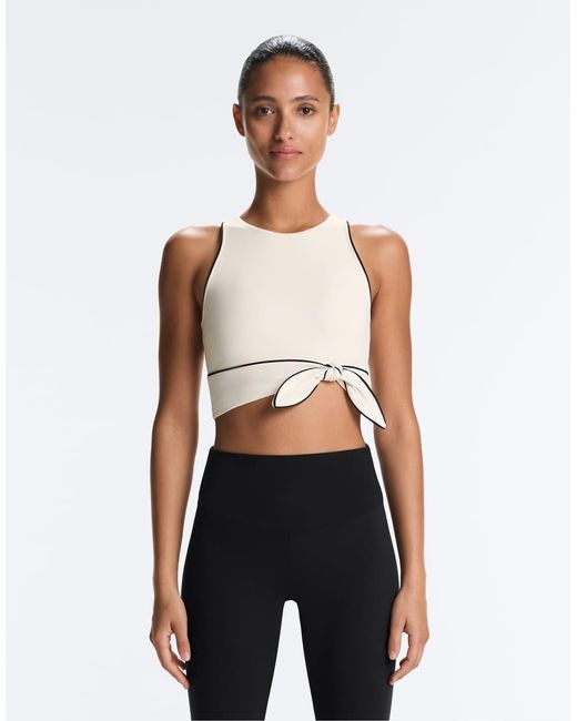 Oysho White Comfortlux Sleeveless Tie Tank Top