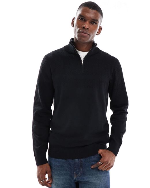 Pull à col zippé Threadbare pour homme en coloris Blue