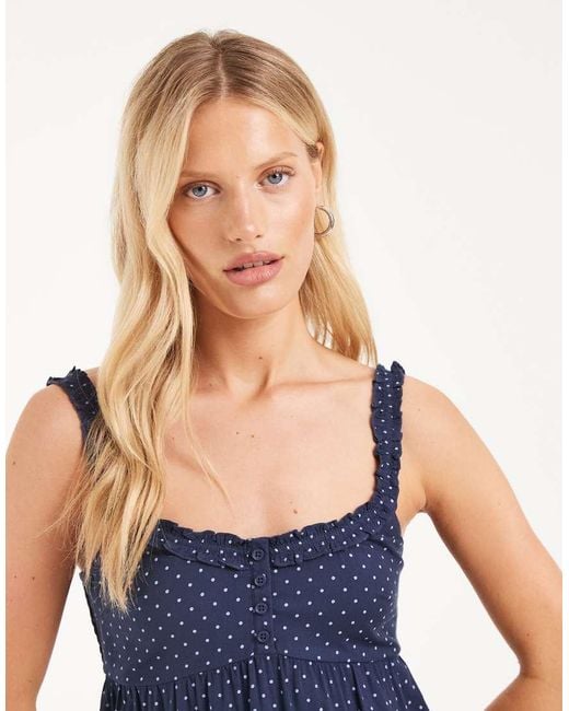 Hollister Blue Square Neck Baby Doll Top