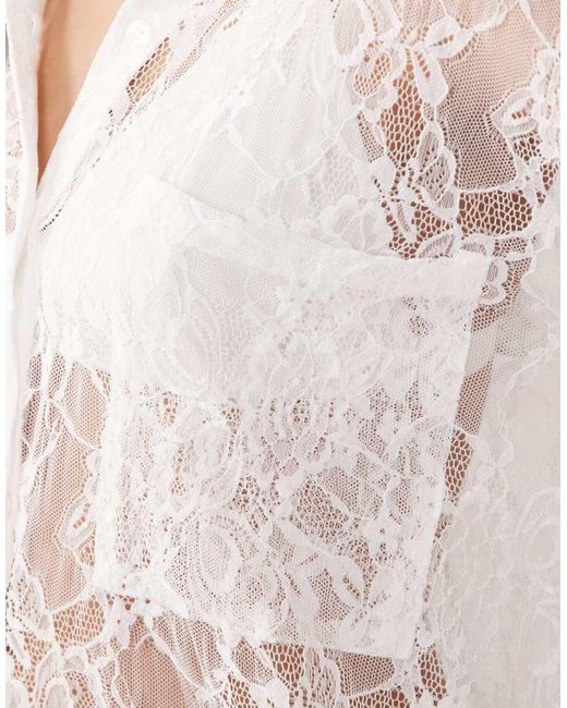 Miss Selfridge White Oversized Lace Shirt